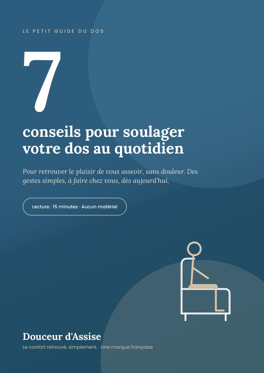 Couverture du guide « 7 conseils pour soulager votre dos au quotidien », Douceur d'Assise