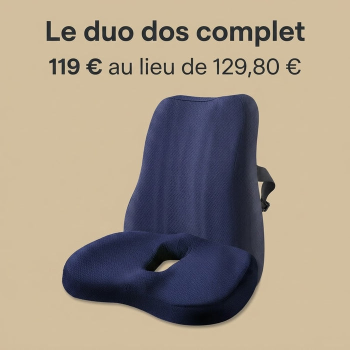 Pack Coccyx + Lombaire — Soulagement Complet du Dos Assis
