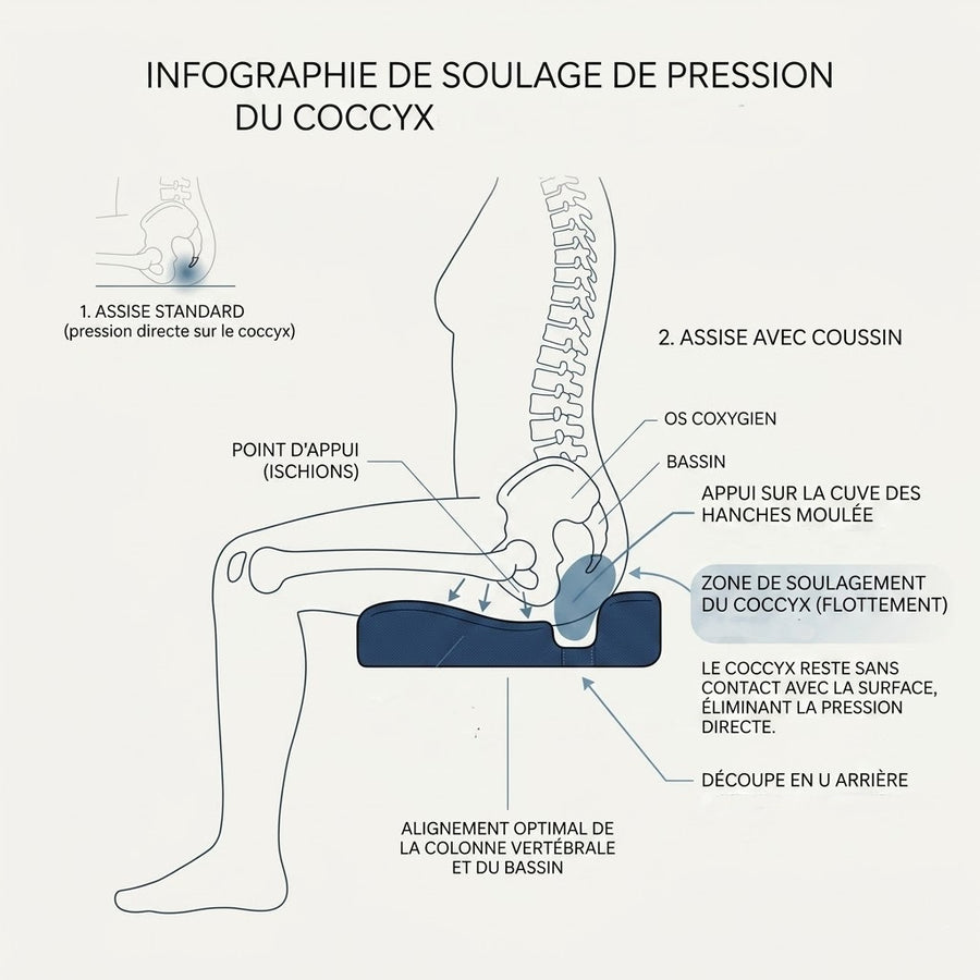 Coussin Coccyx en U Mémoire de Forme